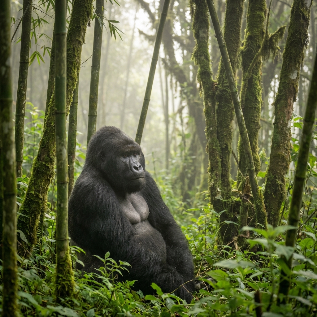 Mountain gorilla in Volcanoes National Park